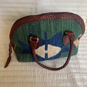 Handcrafted Green and Blue Satchel